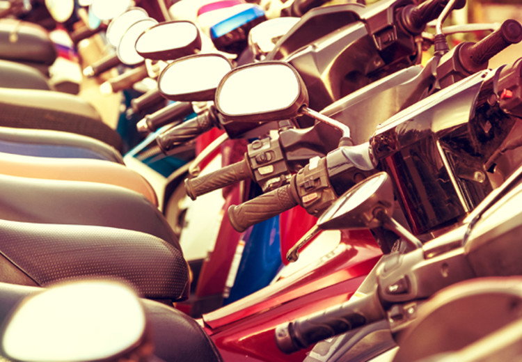 row of motorcycles